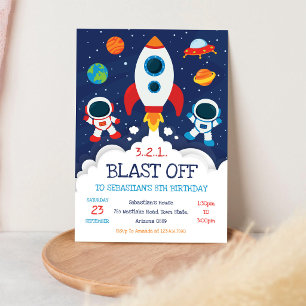 Invitation d'anniversaire Fusée spatiale Astronaut