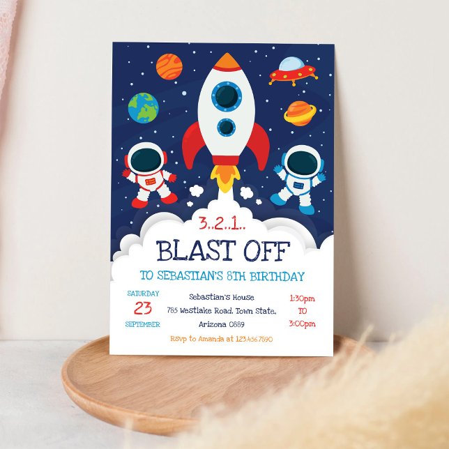 Invitation d'anniversaire Fusée spatiale Astronaut (Créateur téléchargé)