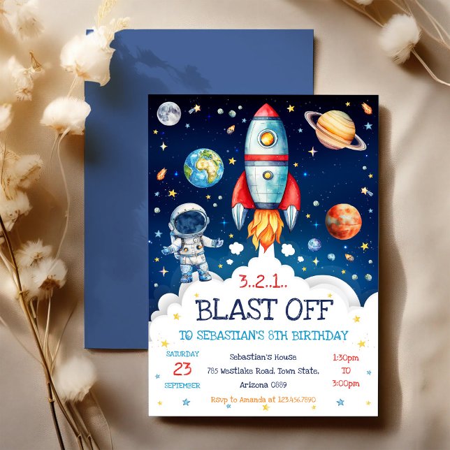 Invitation d'anniversaire Fusée spatiale Astronaut (Créateur téléchargé)