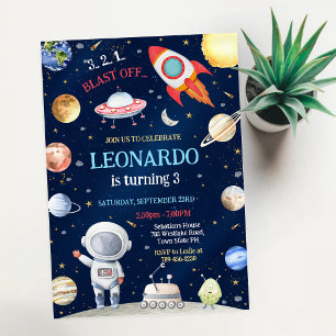 Invitation d'anniversaire Fusée spatiale Astronaut