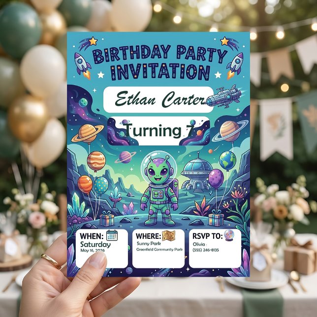 Invitation d'anniversaire Galaxie - Personnalisabl (Créateur téléchargé)