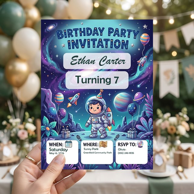 Invitation d'anniversaire Galaxy Kids (Créateur téléchargé)