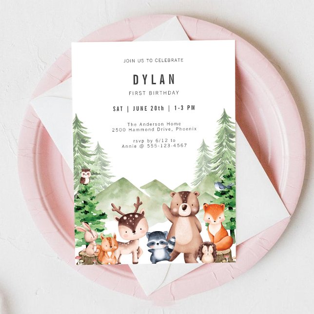 Invitation d'anniversaire garçon animaux de la for (Créateur téléchargé)