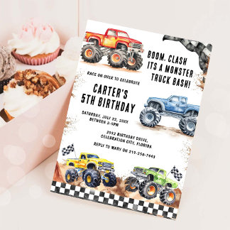 Invitation d'anniversaire garçon Bash de Monster T