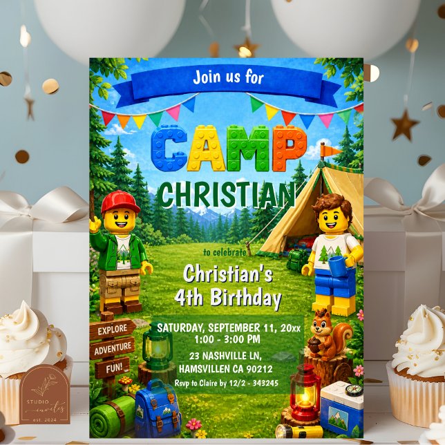 Invitation d'anniversaire garçon Bricks Camp (Créateur téléchargé)