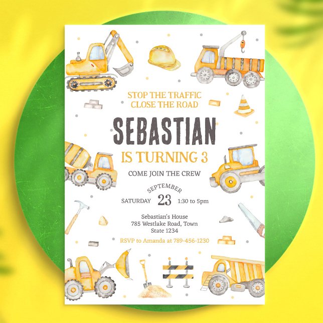 Invitation d'anniversaire Garçon Camion à benne Ex (Créateur téléchargé)