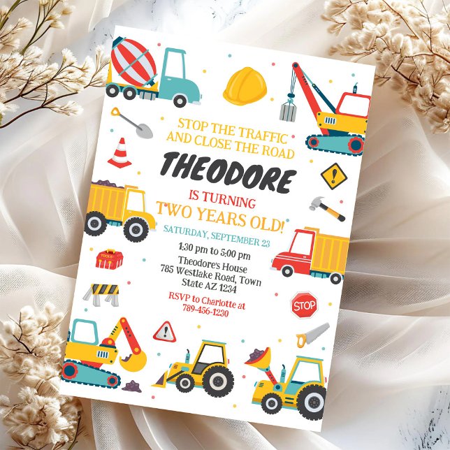 Invitation d'anniversaire Garçon Camion à benne ex (Créateur téléchargé)