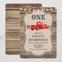 Invitation d'anniversaire garçon camion vintage - 