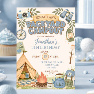 Invitation d'anniversaire garçon campement dans la