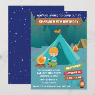Invitation d'anniversaire garçon cheveux roux camp