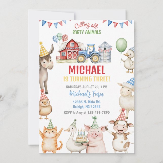 Invitation d'anniversaire garçon de tout âge avec  (Devant)