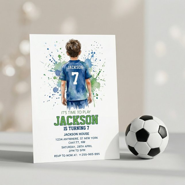 Invitation d'anniversaire garçon football soccer a (Créateur téléchargé)