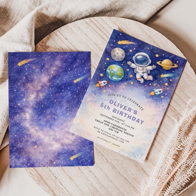 Invitation d'anniversaire garçon galaxie de l'espa (Créateur téléchargé)