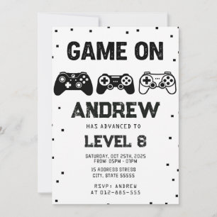 Invitation d'anniversaire garçon jeu vidéo personn