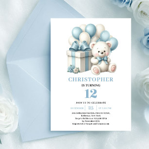 Invitation d'anniversaire garçon ours en peluche b