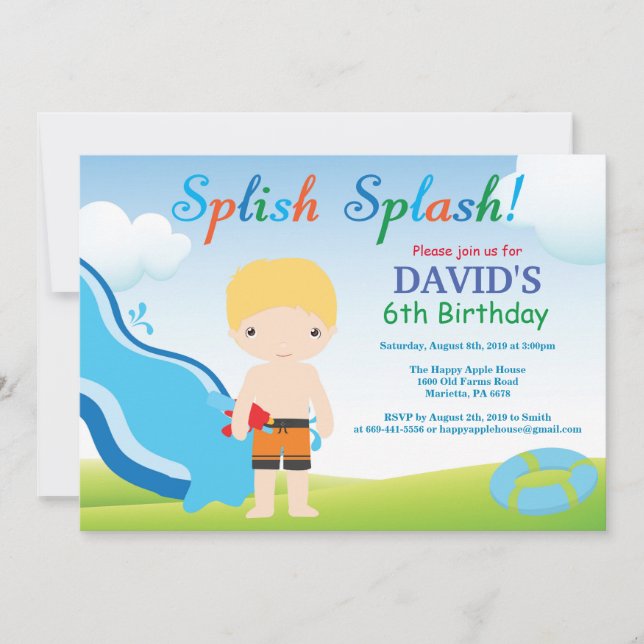 Invitation d'anniversaire garçon pour une fête à l (Devant)
