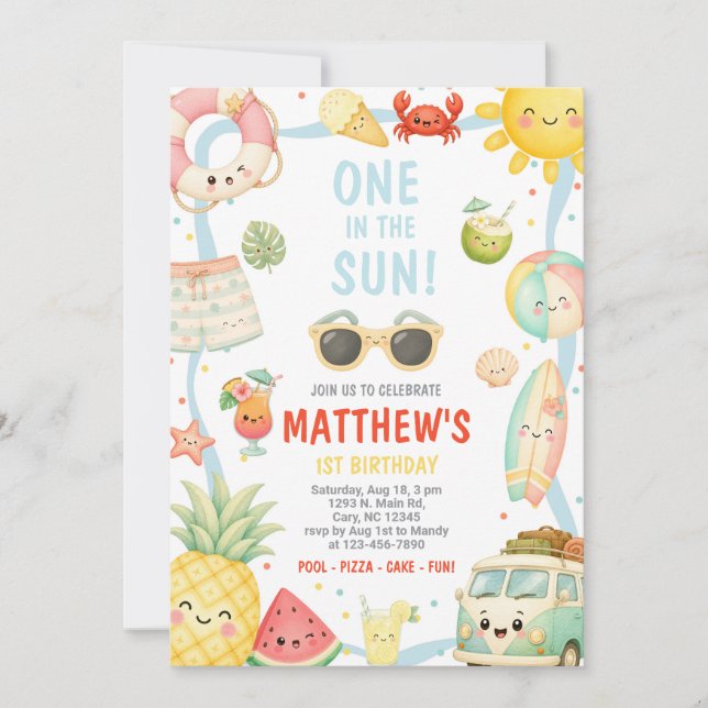 Invitation d'anniversaire garçon pour une fête au  (Devant)