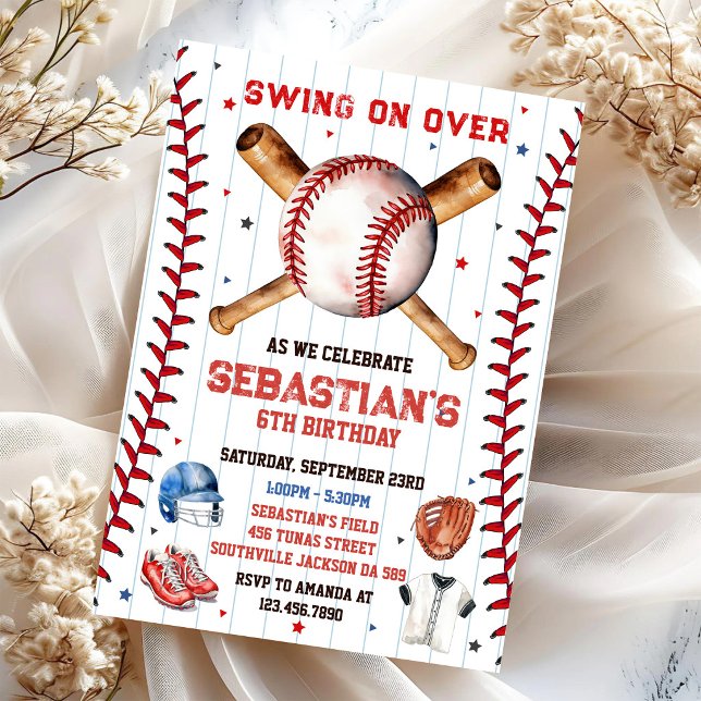 Invitation d'anniversaire garçon swing de baseball (Créateur téléchargé)