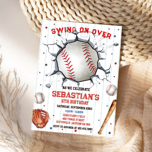Invitation d'anniversaire garçon swing de baseball
