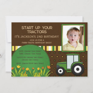 Invitation d'anniversaire garçon tracteur photo fe