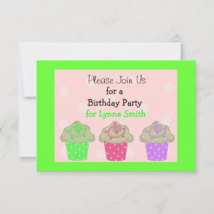 Invitation d'anniversaire gâteau cupcake vert citr