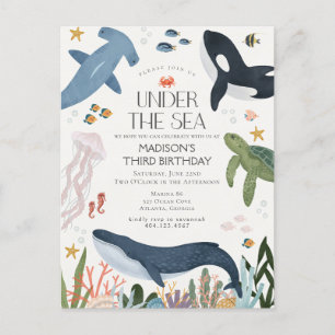 Invitation d'anniversaire genre neutre sous la mer