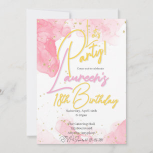 Invitation d'anniversaire Girly Pink and Gold Spec
