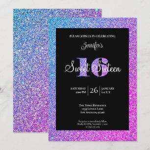 Invitation d'anniversaire Glitter Sweet 16
