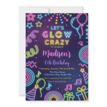Invitation d'anniversaire Glow Party, Thème Neon G