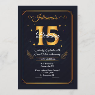 Invitation d'anniversaire Gold 15