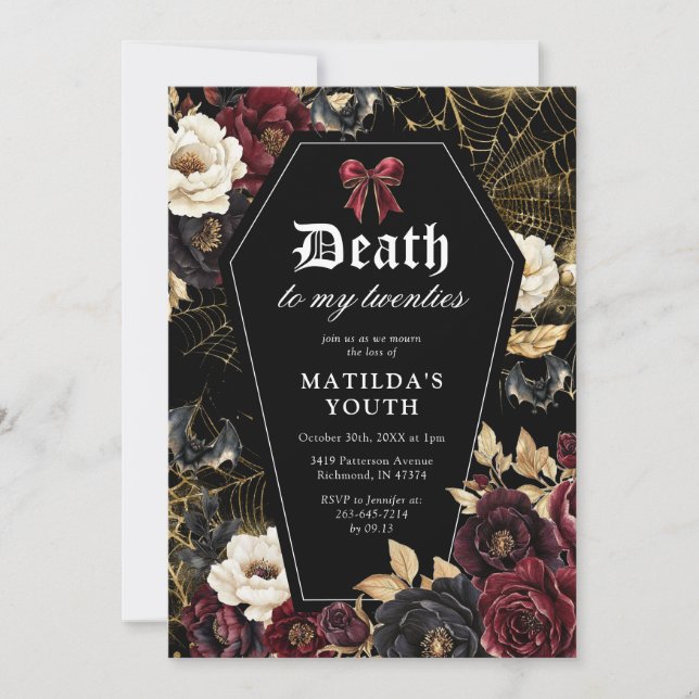 Invitation d'anniversaire gothique 30 ans "Mort à  (Devant)