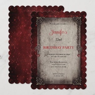 Invitation d'anniversaire gothique rouge foncé