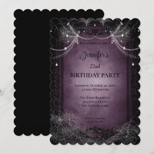 Invitation d'anniversaire gothique violet foncé