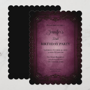 Invitation d'anniversaire gothique violet foncé