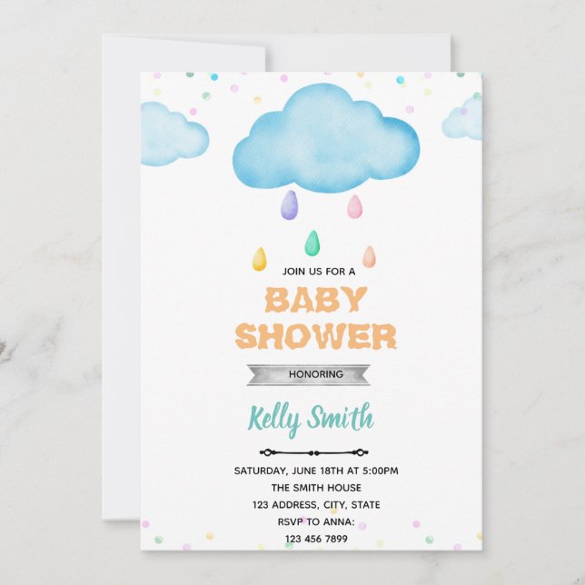 Invitation d'anniversaire goutte de pluie (Devant)