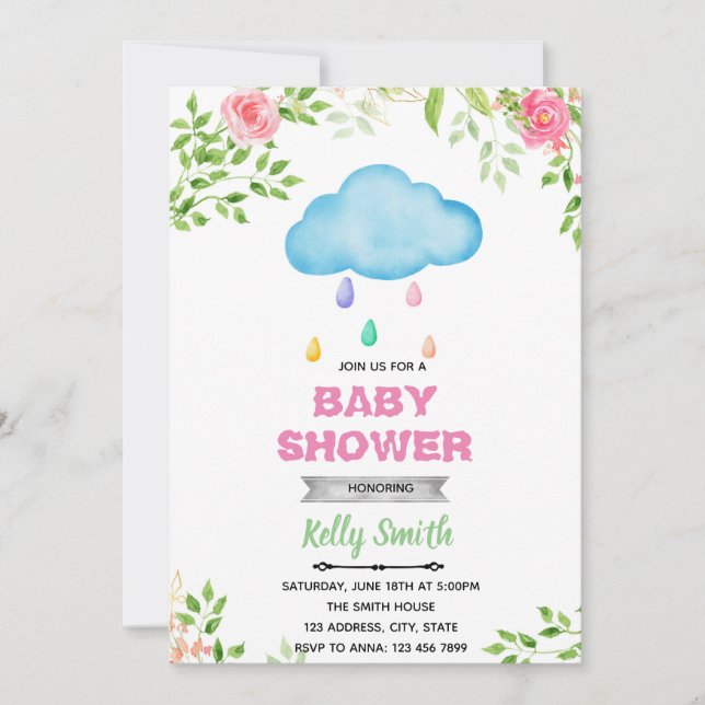 Invitation d'anniversaire goutte de pluie de print (Devant)
