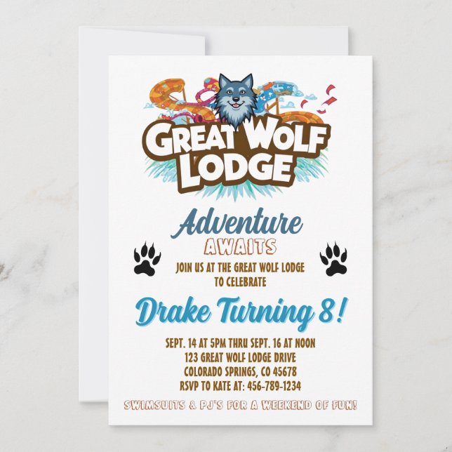 Invitation d'anniversaire Great Wolf Lodge (Devant)