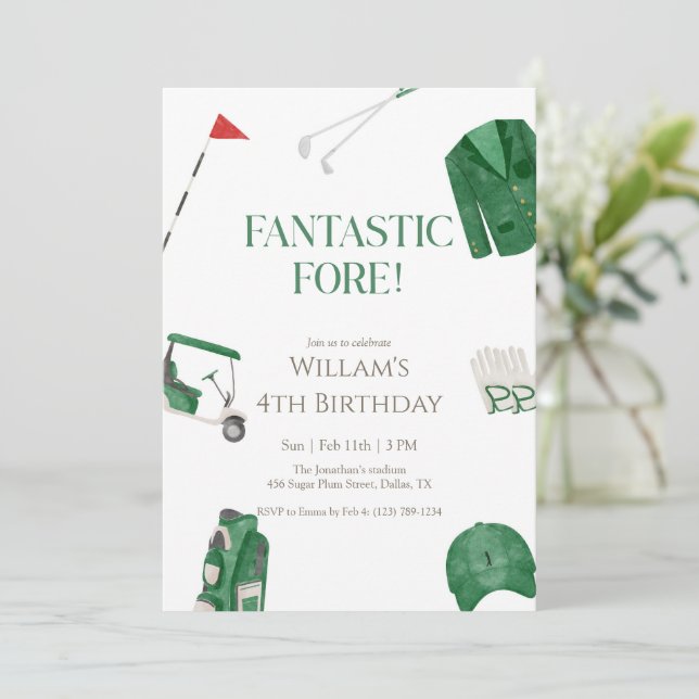 Invitation d'anniversaire Green Fantastic Fore Pre (Debout devant)