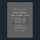Invitation d'anniversaire gris classique<br><div class="desc">Grandes initiales dans un jeu de couleurs monochromatique, accentue subtilement cette invitation. Il est indiqué sur le document de base; cependant, je recommande le poids et la texture du papier de lin. Si vous avez besoin d'autres articles pour votre événement, n'hésitez pas à nous contacter à prettyfancyinvites@gmail.com, avec votre demande....</div>