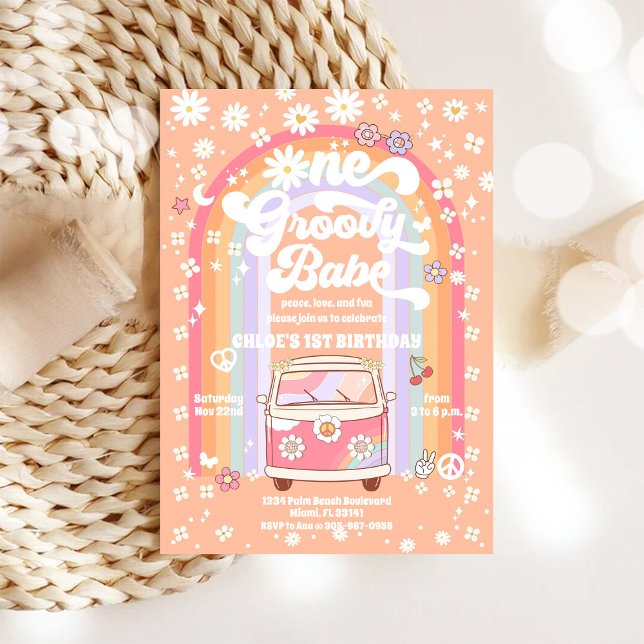 Invitation d'anniversaire Groovy 1ère année (Créateur téléchargé)