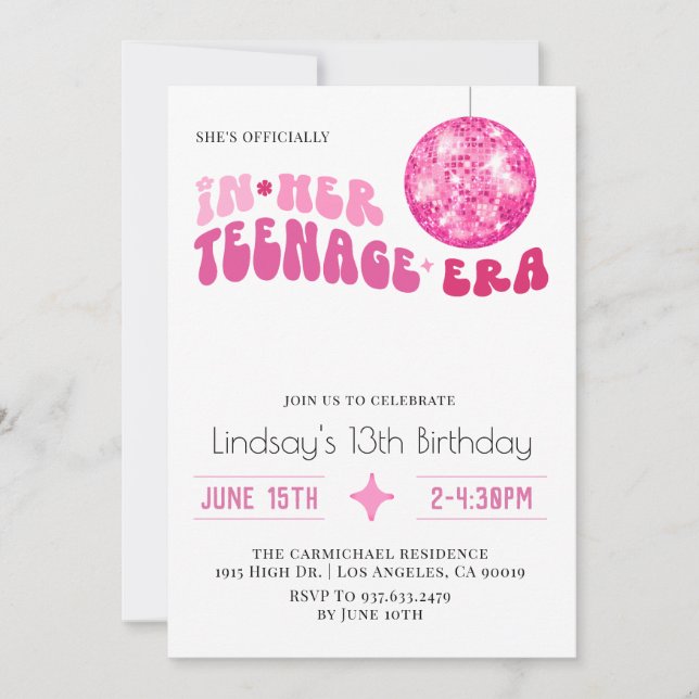 Invitation d'anniversaire groovy de son ère adoles (Devant)