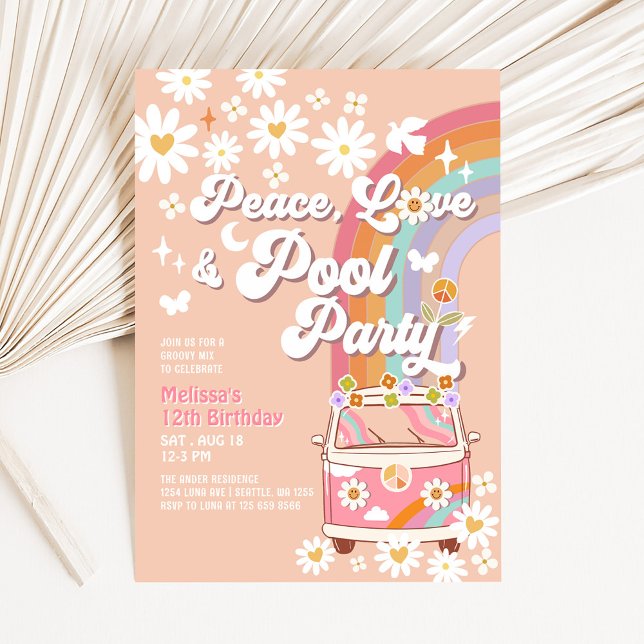 Invitation d'anniversaire groovy fête au bord de l (Créateur téléchargé)