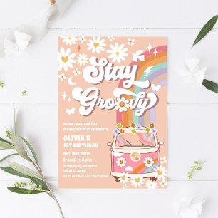 Invitation d'anniversaire Groovy Retro Daisy