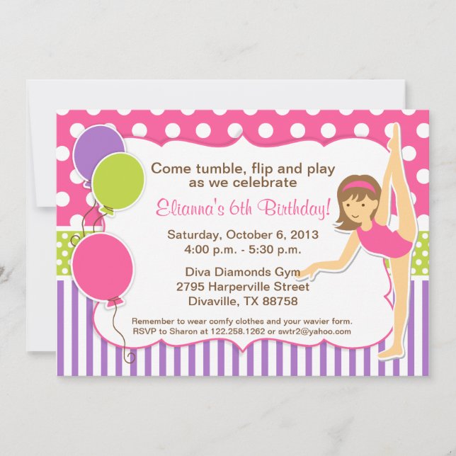 Invitation d'anniversaire gymnastique (Devant)