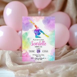 Invitation d'anniversaire gymnastique aquarelle pa
