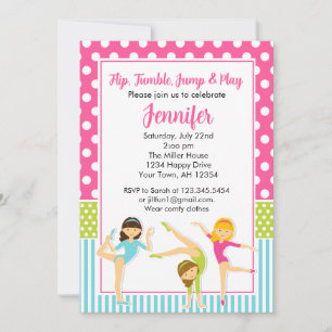 Invitation d'anniversaire gymnastique fête de fill