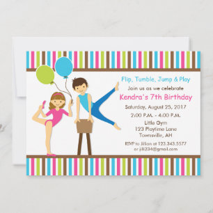 Invitation d'anniversaire gymnastique fille et gar