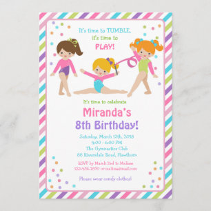 Invitation d'anniversaire gymnastique, Invitation