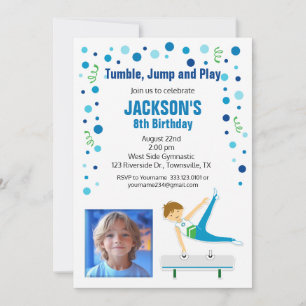 Invitation d'anniversaire gymnastique pour garçon