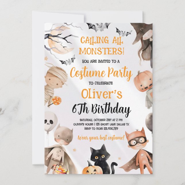 Invitation d'anniversaire Halloween  (Devant)